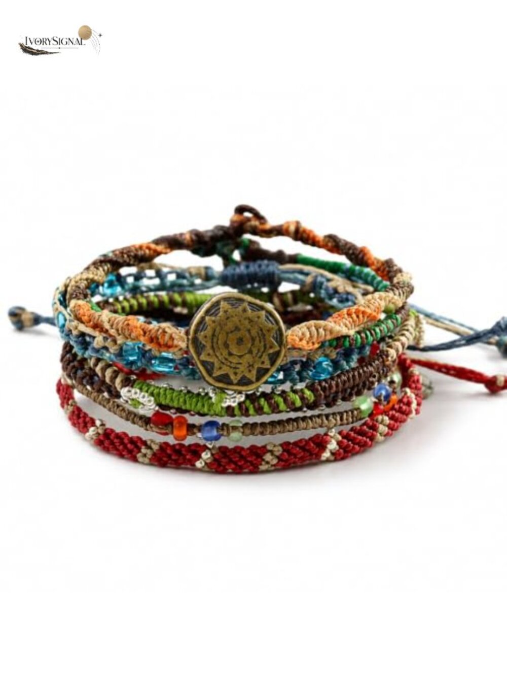 Handmade Beaded Stackable Bracelet Set Boho Waxed Polyester Women's Jewelry